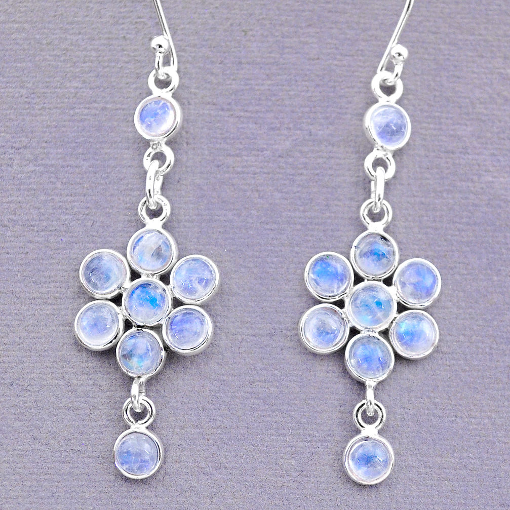 925 sterling silver 9.18cts natural rainbow moonstone dangle earrings t12420