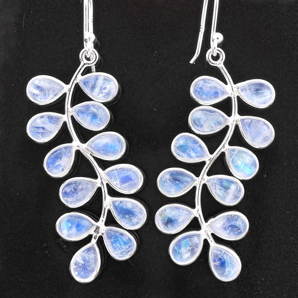 925 sterling silver 15.32cts natural rainbow moonstone dangle earrings t1756