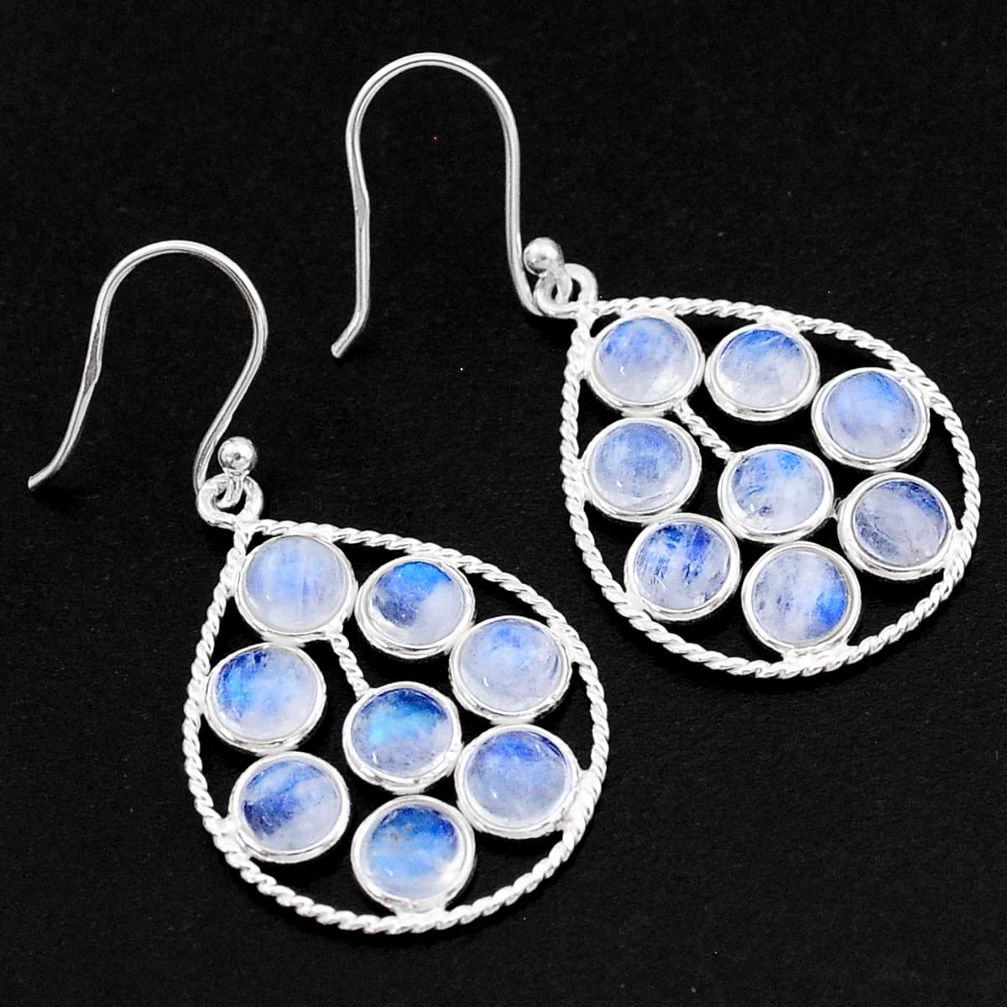 925 sterling silver 11.62cts natural rainbow moonstone dangle earrings t1792