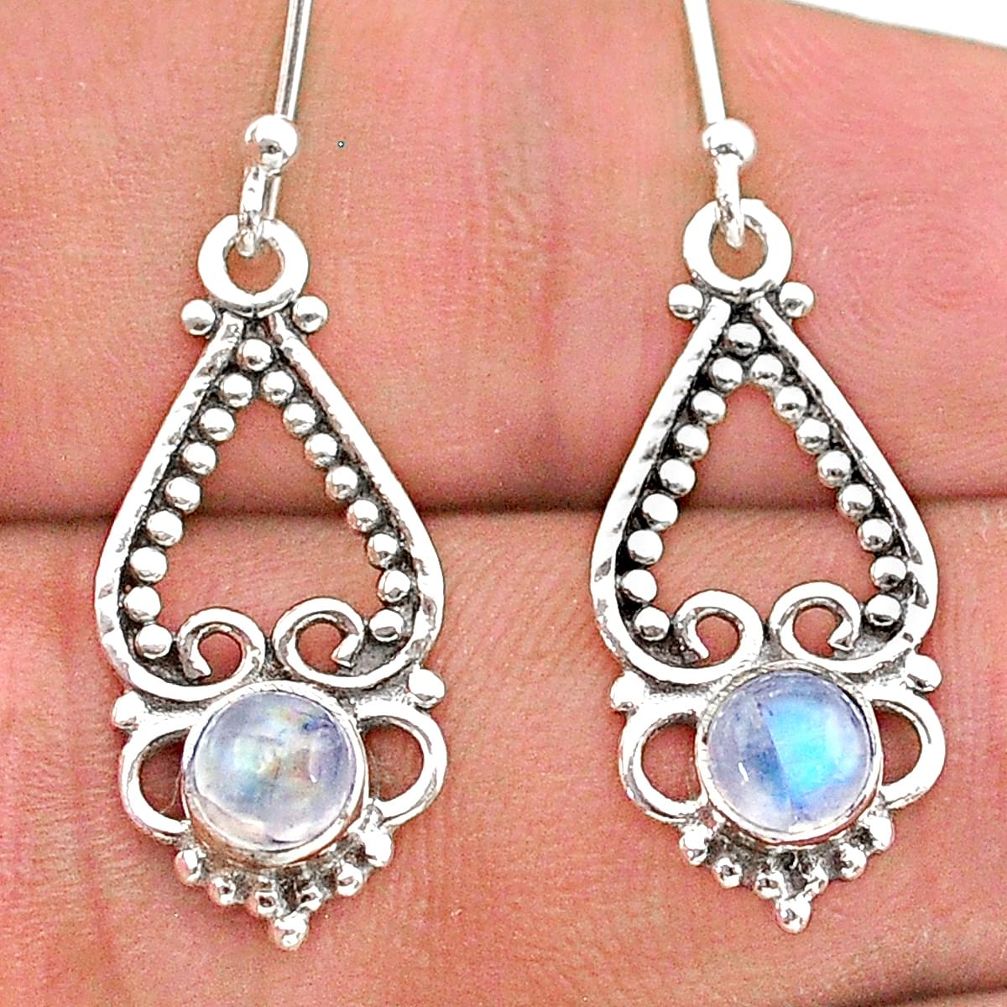 925 sterling silver 1.72cts natural rainbow moonstone dangle earrings t28193