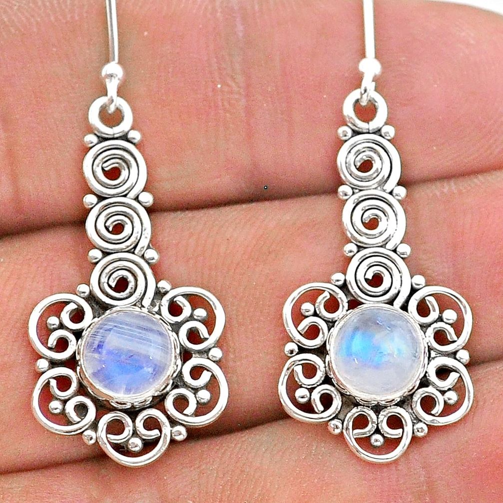 925 sterling silver 3.58cts natural rainbow moonstone dangle earrings t28240