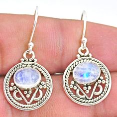 925 sterling silver 3.83cts natural rainbow moonstone dangle earrings t32856