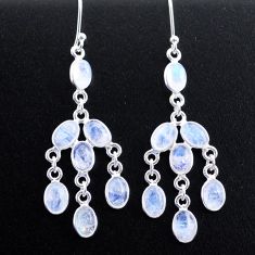 925 sterling silver 11.10cts natural rainbow moonstone dangle earrings t37436