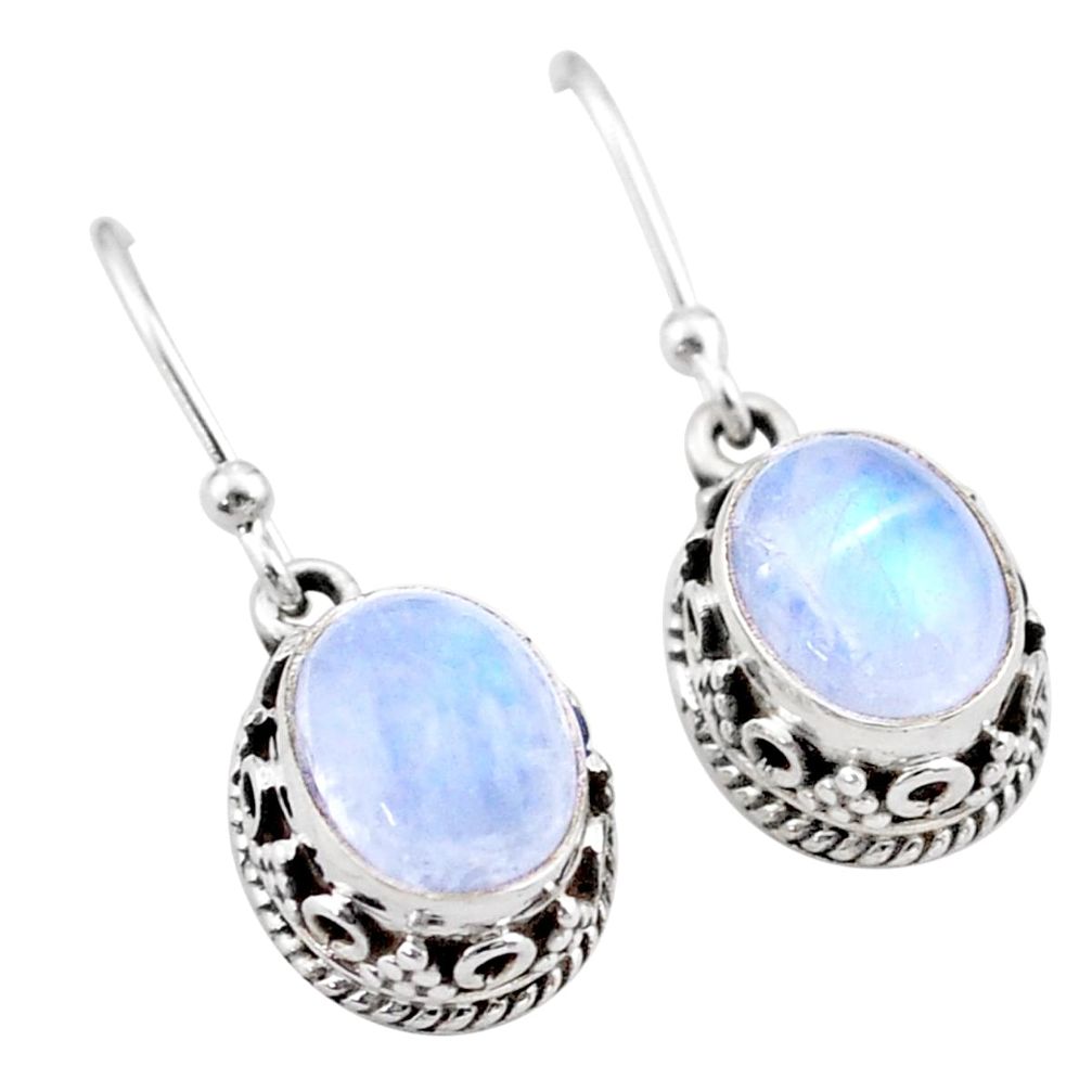 925 sterling silver 5.54cts natural rainbow moonstone dangle earrings t46878