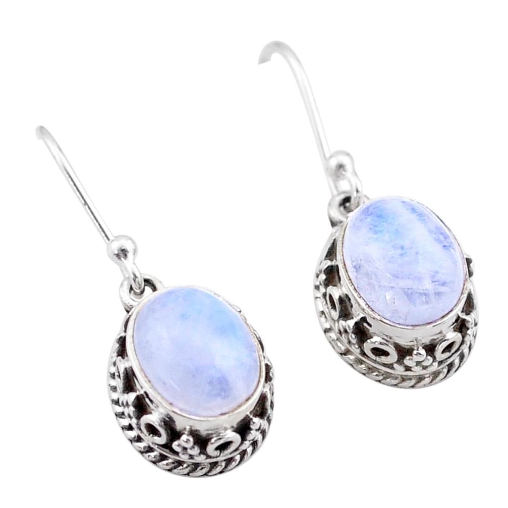 925 sterling silver 5.84cts natural rainbow moonstone dangle earrings t46880