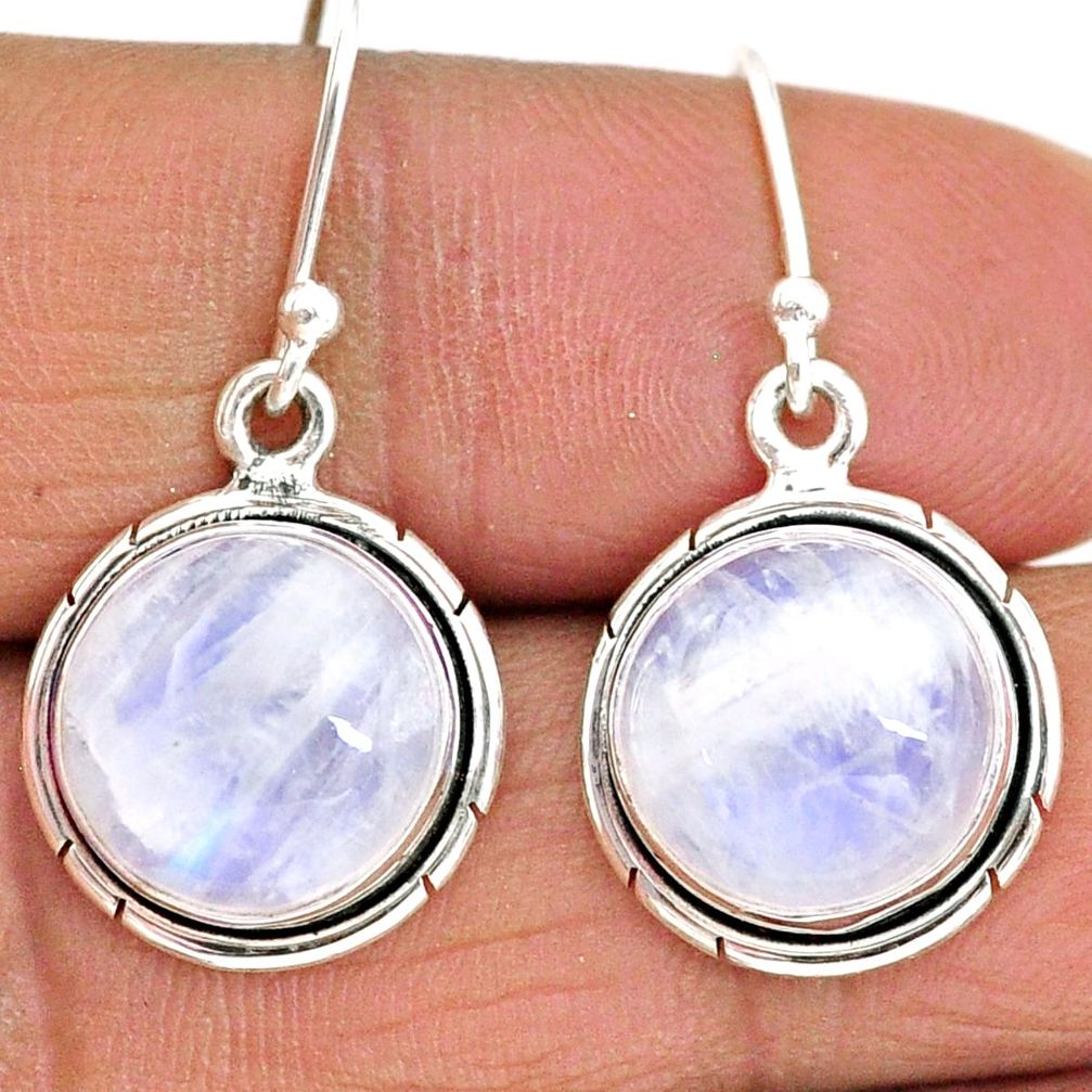 925 sterling silver 10.68cts natural rainbow moonstone dangle earrings t91326
