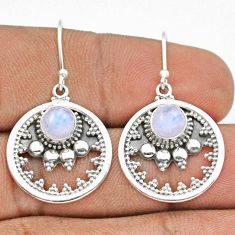 925 sterling silver 2.10cts natural rainbow moonstone dangle earrings u10197