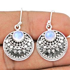 925 sterling silver 2.09cts natural rainbow moonstone dangle earrings u10199