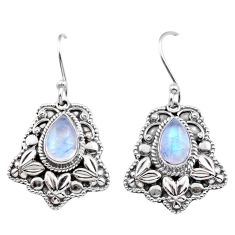 925 sterling silver 4.30cts natural rainbow moonstone dangle earrings u10378