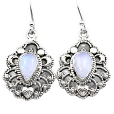 925 sterling silver 4.37cts natural rainbow moonstone dangle earrings u10440