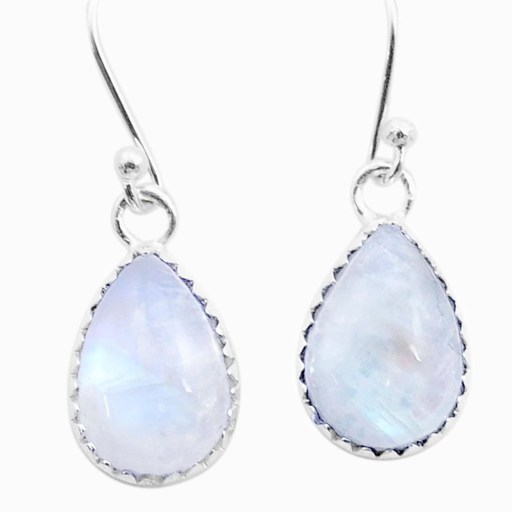 925 sterling silver 9.38cts natural rainbow moonstone dangle earrings u50995