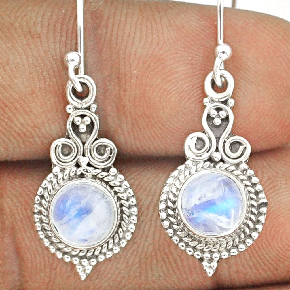 925 sterling silver 5.09cts natural rainbow moonstone dangle earrings u7420