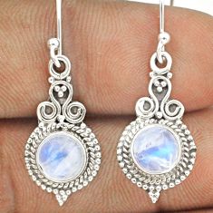 925 sterling silver 5.09cts natural rainbow moonstone dangle earrings u7420