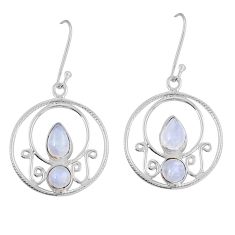 925 sterling silver 4.82cts natural rainbow moonstone dangle earrings y24759