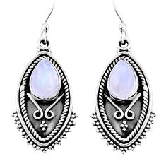 925 sterling silver 4.02cts natural rainbow moonstone dangle earrings y25123