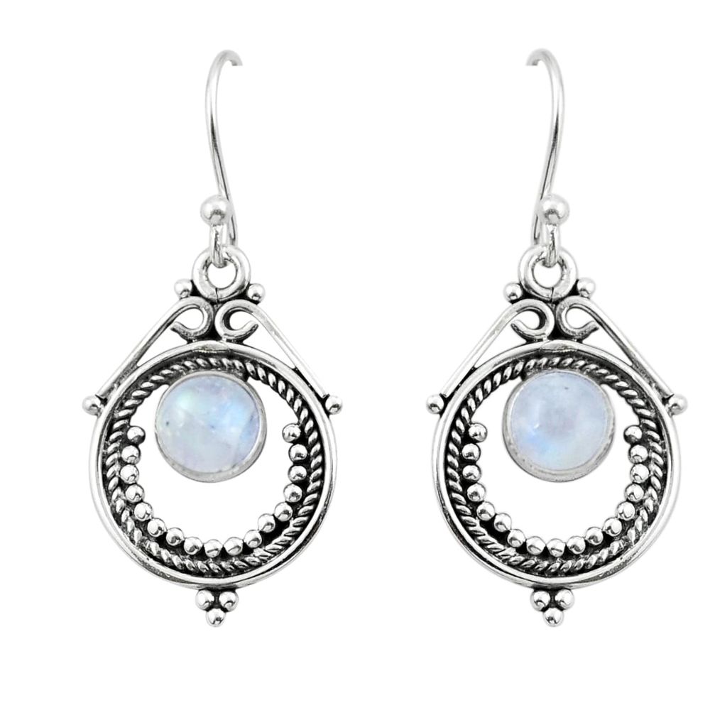 925 sterling silver 2.21cts natural rainbow moonstone dangle earrings y44493