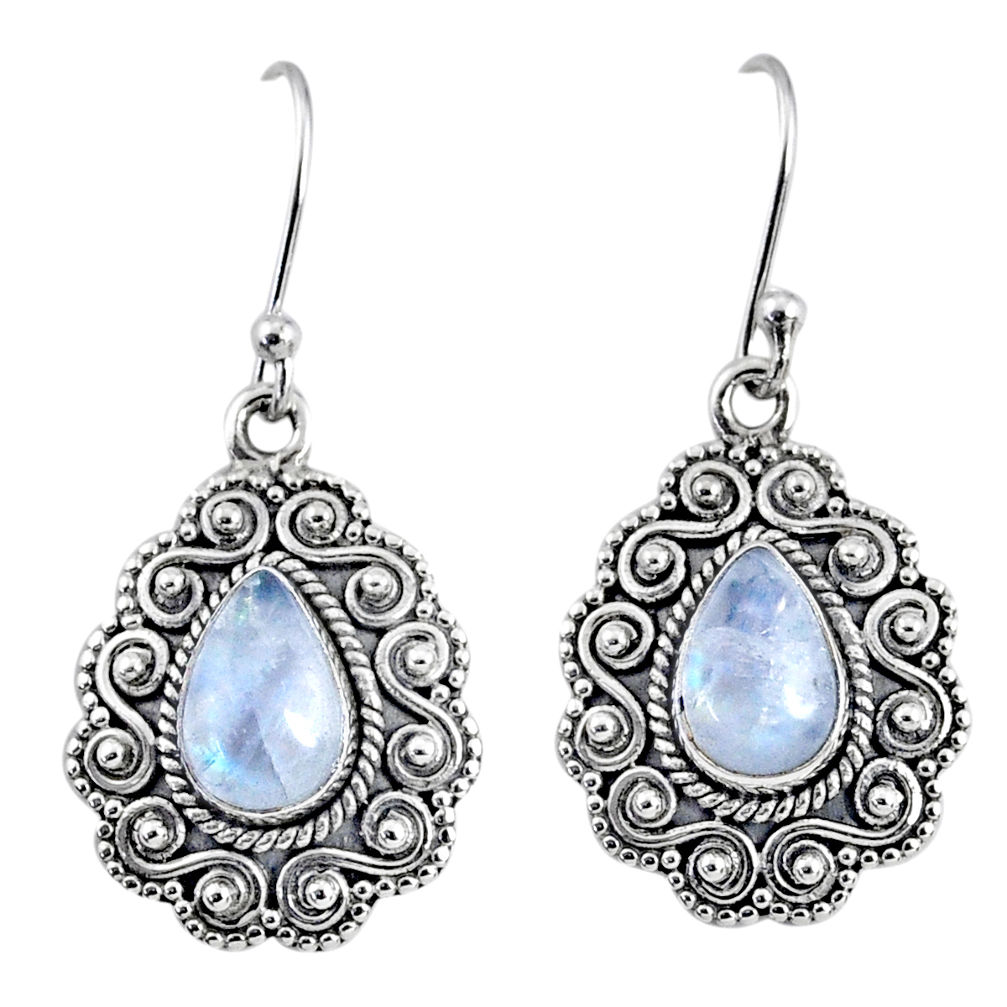 925 sterling silver 5.12cts natural rainbow moonstone earrings jewelry r64200