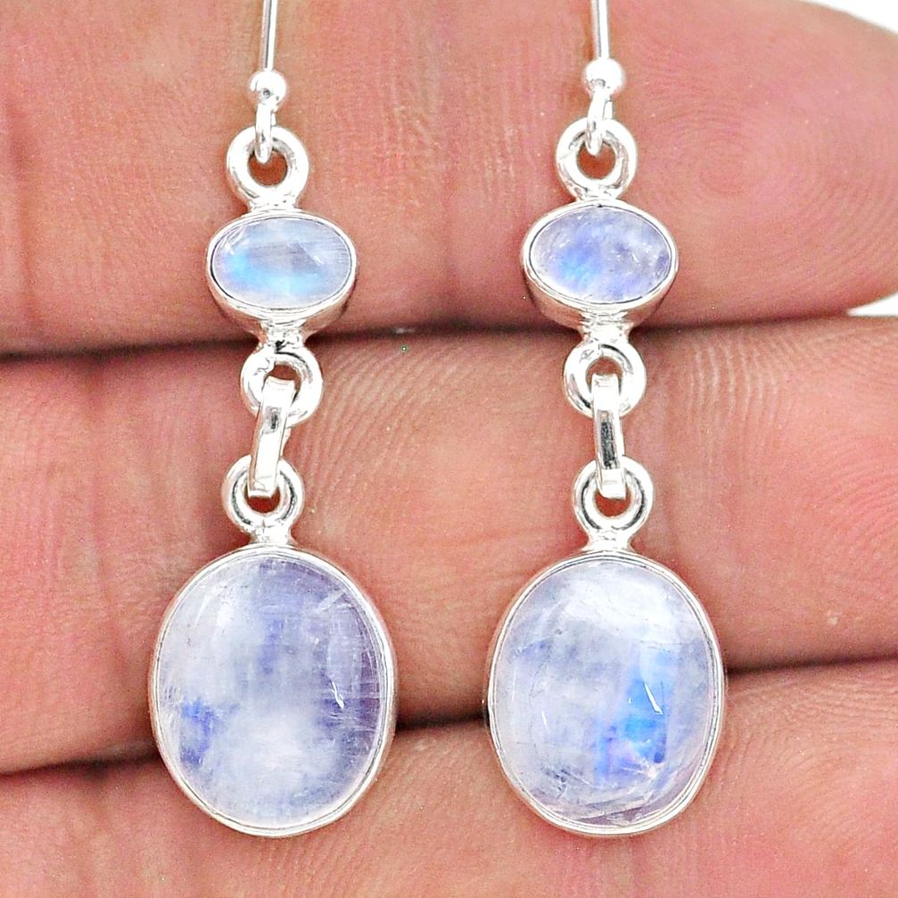 925 sterling silver 12.38cts natural rainbow moonstone earrings jewelry t19512