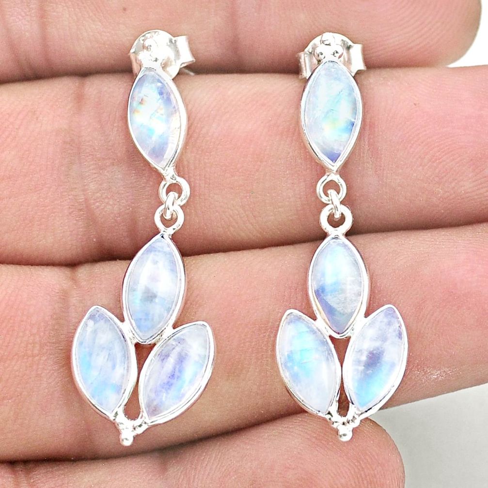 925 sterling silver 12.82cts natural rainbow moonstone earrings jewelry u39520