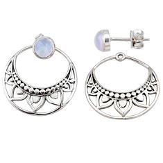 925 sterling silver 1.75cts natural rainbow moonstone filigree earrings t85258