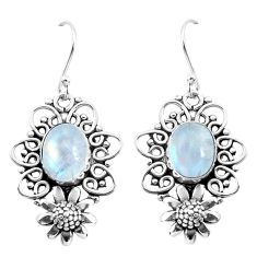 Clearance Sale- 925 sterling silver 6.57cts natural rainbow moonstone flower earrings p51952