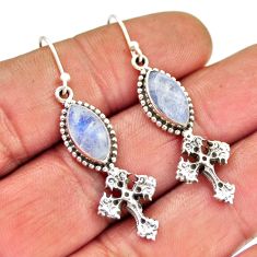 925 sterling silver 8.46cts natural rainbow moonstone holy cross earrings n23840