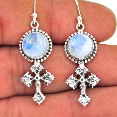 925 sterling silver 7.40cts natural rainbow moonstone holy cross earrings n38003