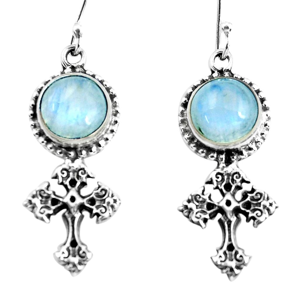 925 sterling silver 8.76cts natural rainbow moonstone holy cross earrings p60795