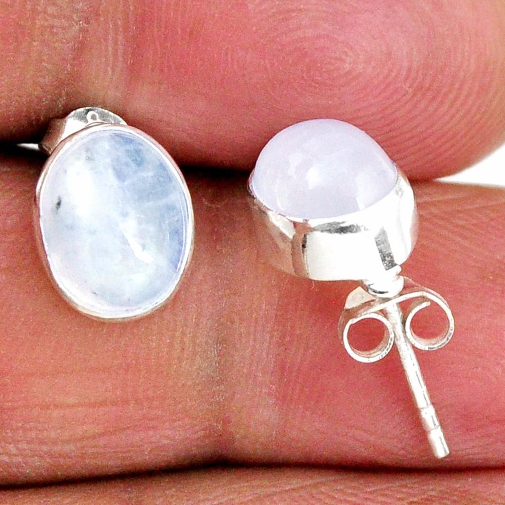 925 sterling silver 4.97cts natural rainbow moonstone round stud earrings r56504