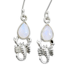 925 sterling silver 4.66cts natural rainbow moonstone scorpion earrings y12338