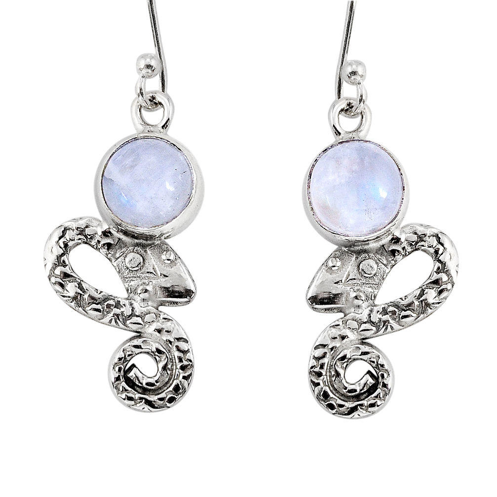 925 sterling silver 4.82cts natural rainbow moonstone snake earrings y72844