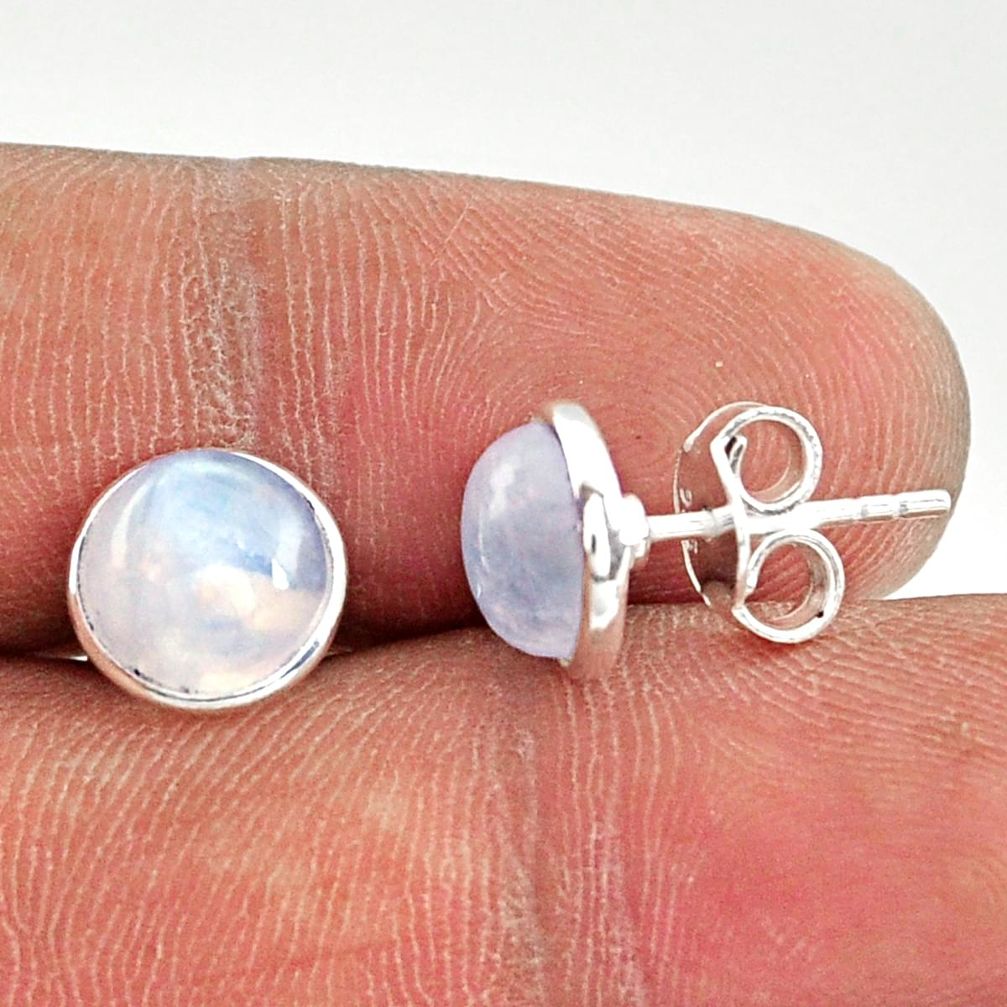 925 sterling silver 5.65cts natural rainbow moonstone stud earrings r27356