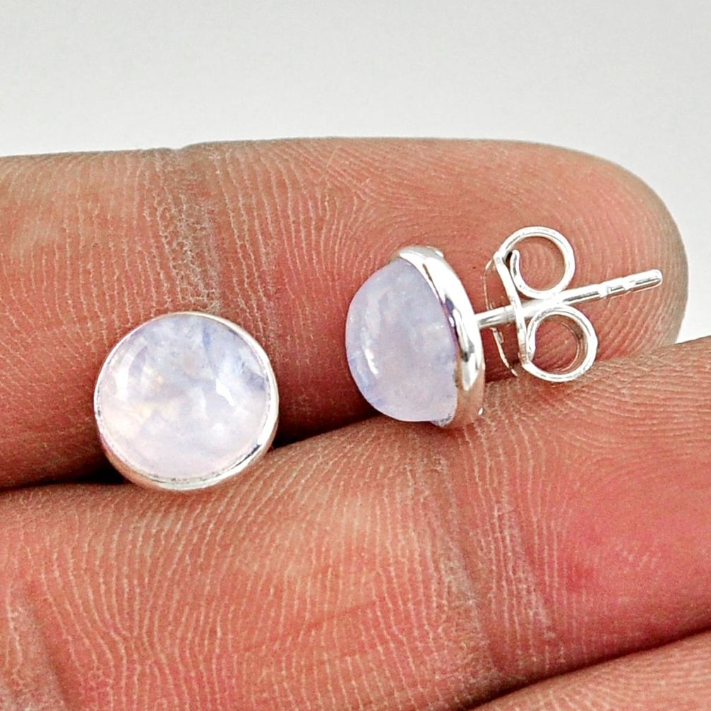 925 sterling silver 5.67cts natural rainbow moonstone stud earrings r27359