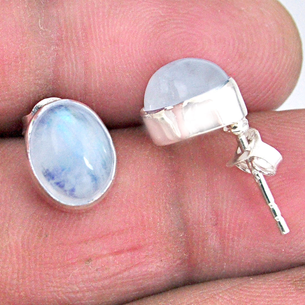 925 sterling silver 5.46cts natural rainbow moonstone stud earrings r56460