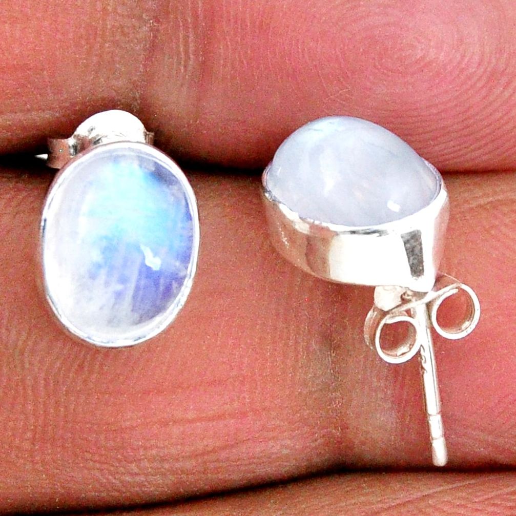 925 sterling silver 5.43cts natural rainbow moonstone stud earrings r56512