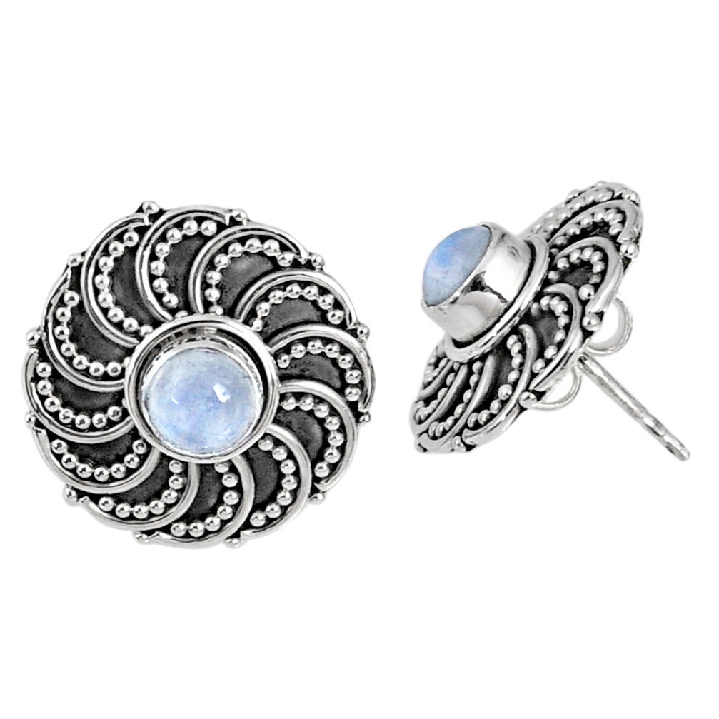 925 sterling silver 1.64cts natural rainbow moonstone stud earrings r59715