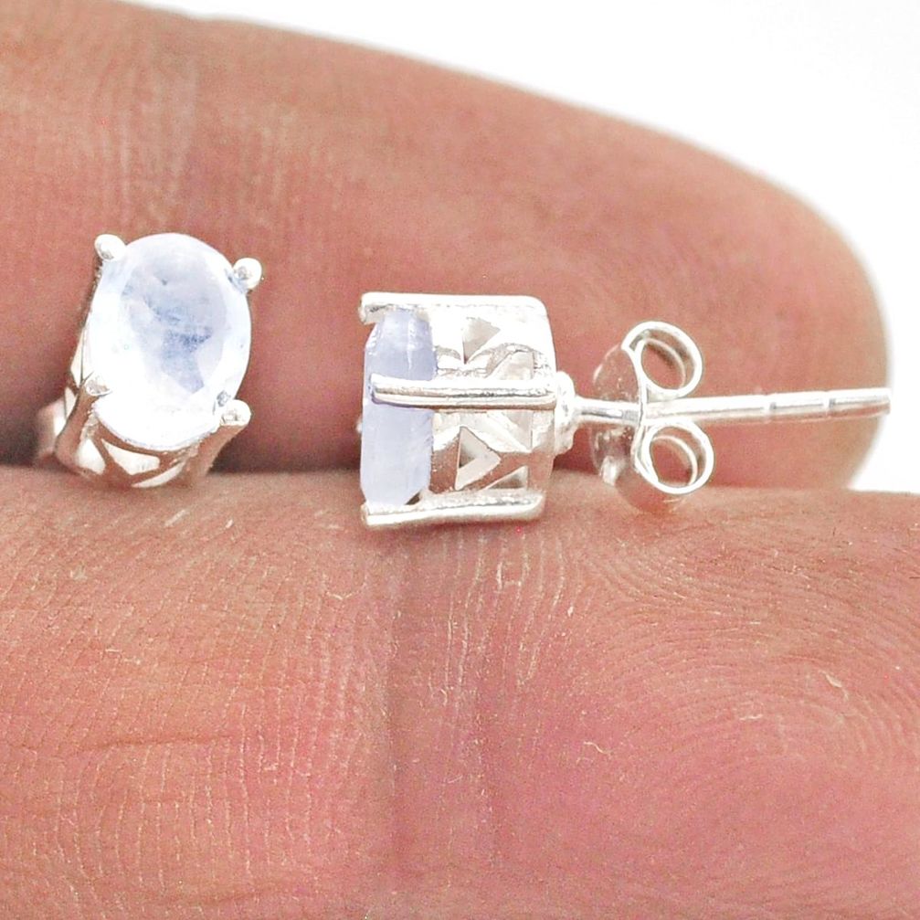 925 sterling silver 3.36cts natural rainbow moonstone stud earrings r87460