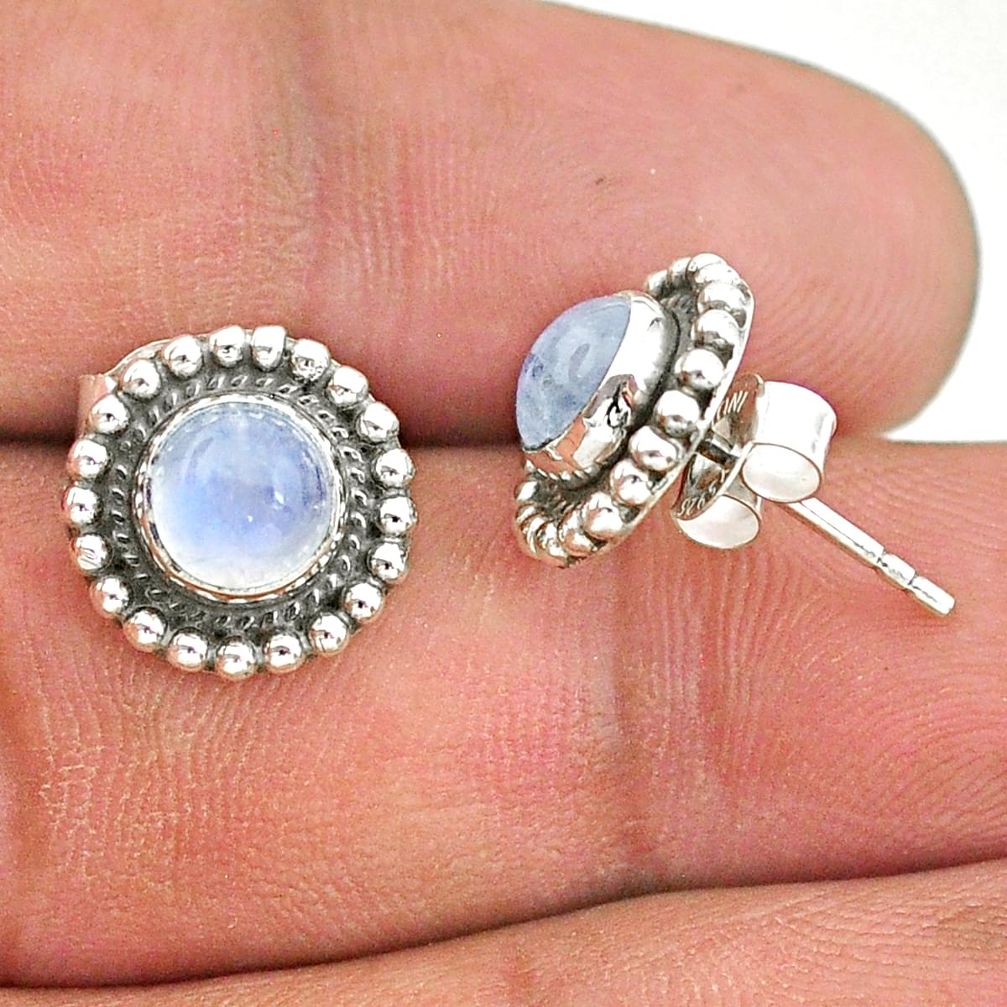 925 silver 2.61cts natural rainbow moonstone stud earrings t34180