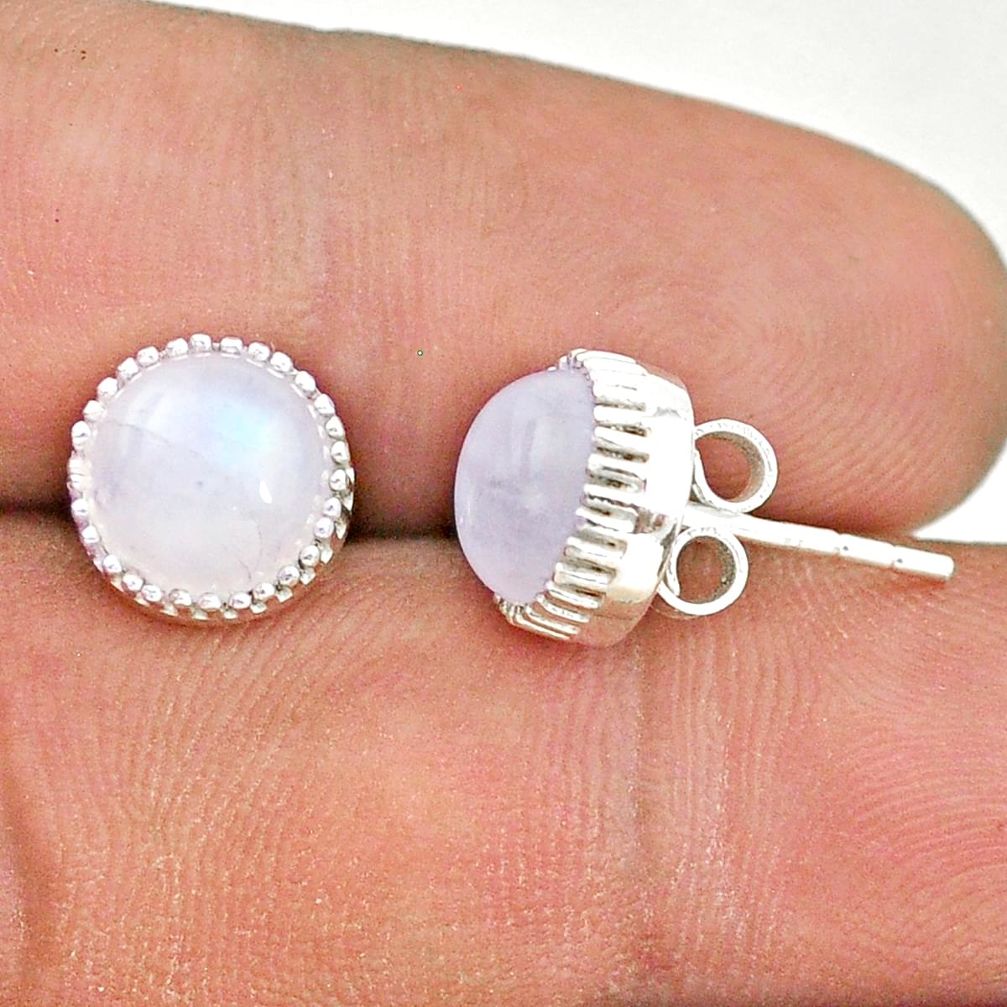 925 sterling silver 5.76cts natural rainbow moonstone stud earrings t43739