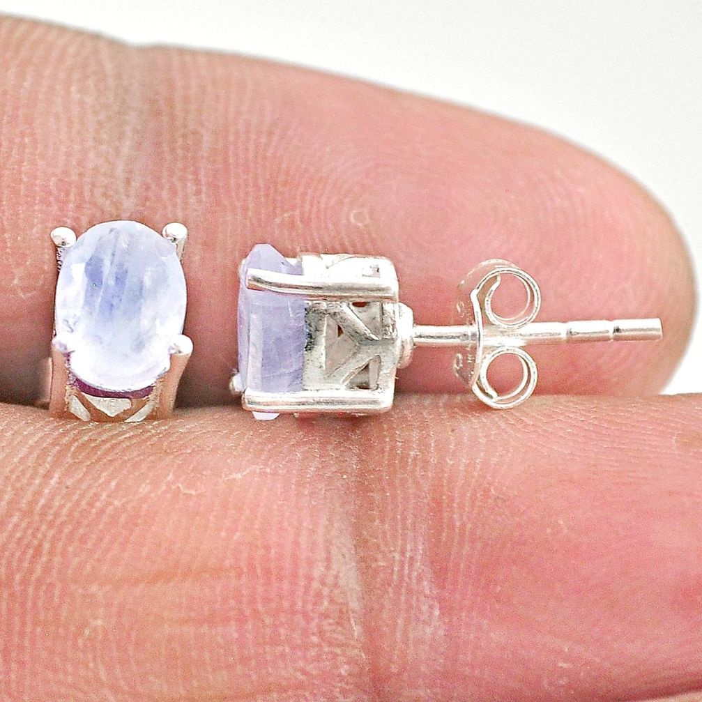 925 sterling silver 3.39cts natural rainbow moonstone stud earrings t4880