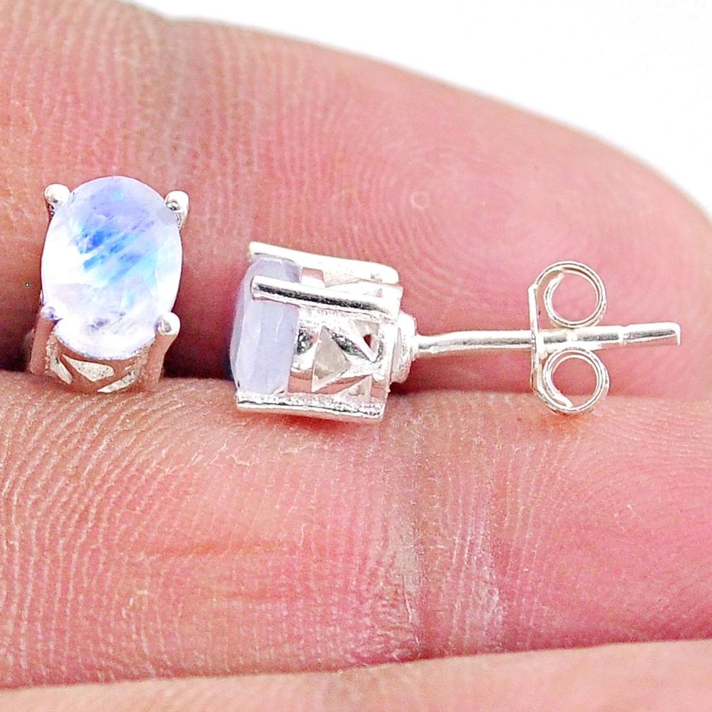 925 sterling silver 2.84cts natural rainbow moonstone stud earrings t4900