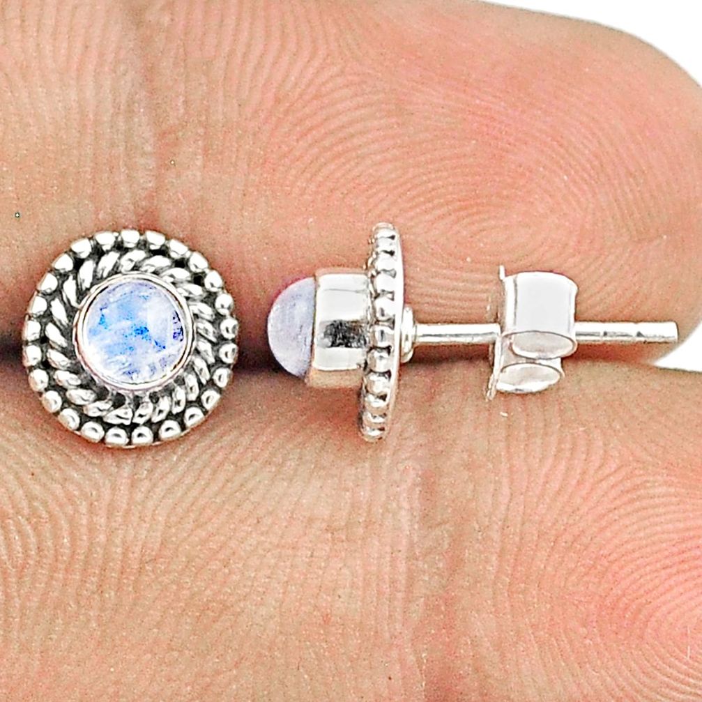 925 sterling silver 0.80cts natural rainbow moonstone stud earrings u30953