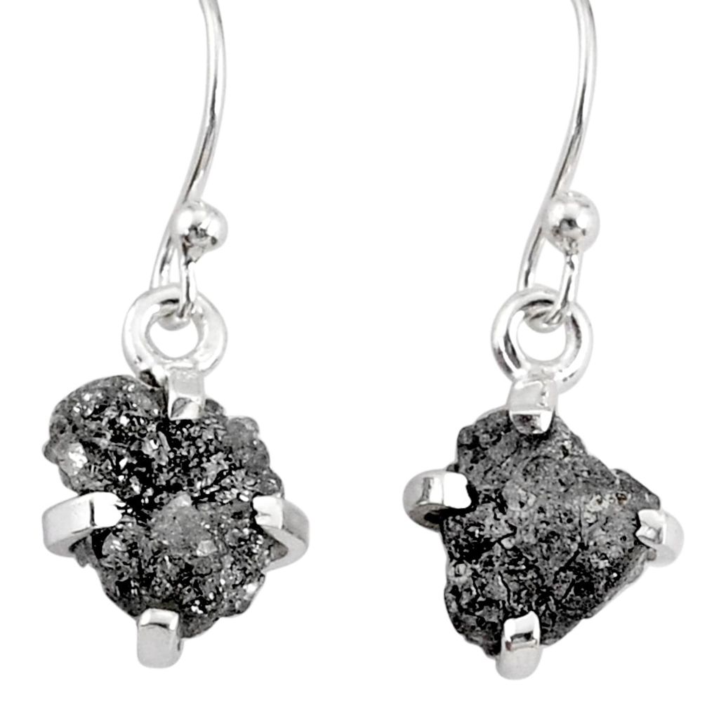 925 sterling silver 4.37cts natural raw diamond rough handmade earrings r79323