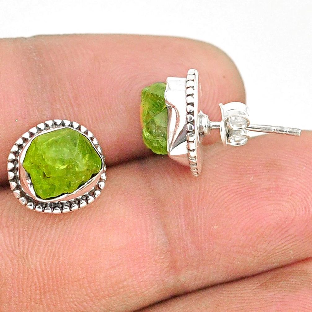 925 sterling silver 7.13cts natural rough peridot raw dangle earrings r75117