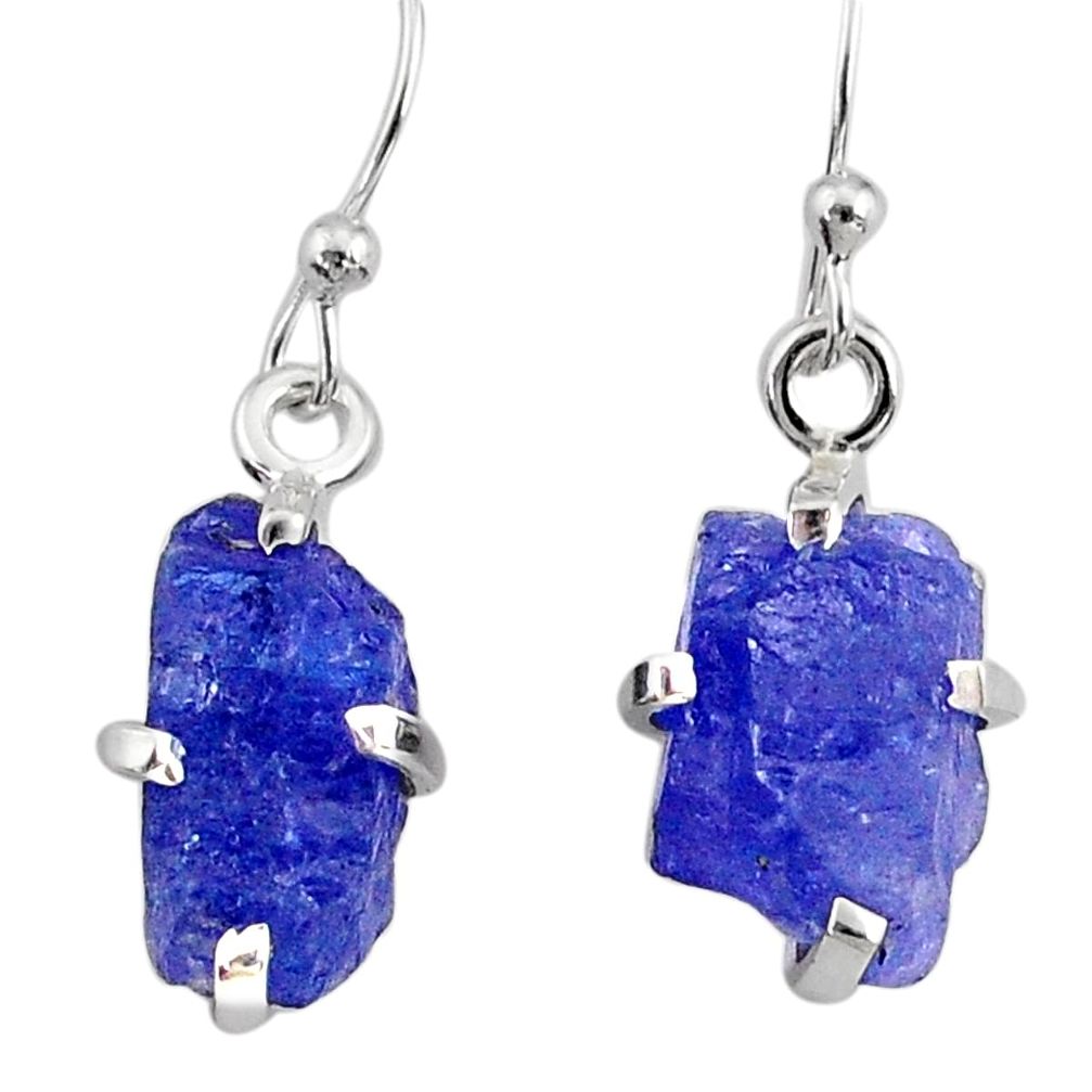 925 sterling silver 7.95cts natural raw tanzanite rough dangle earrings r79434