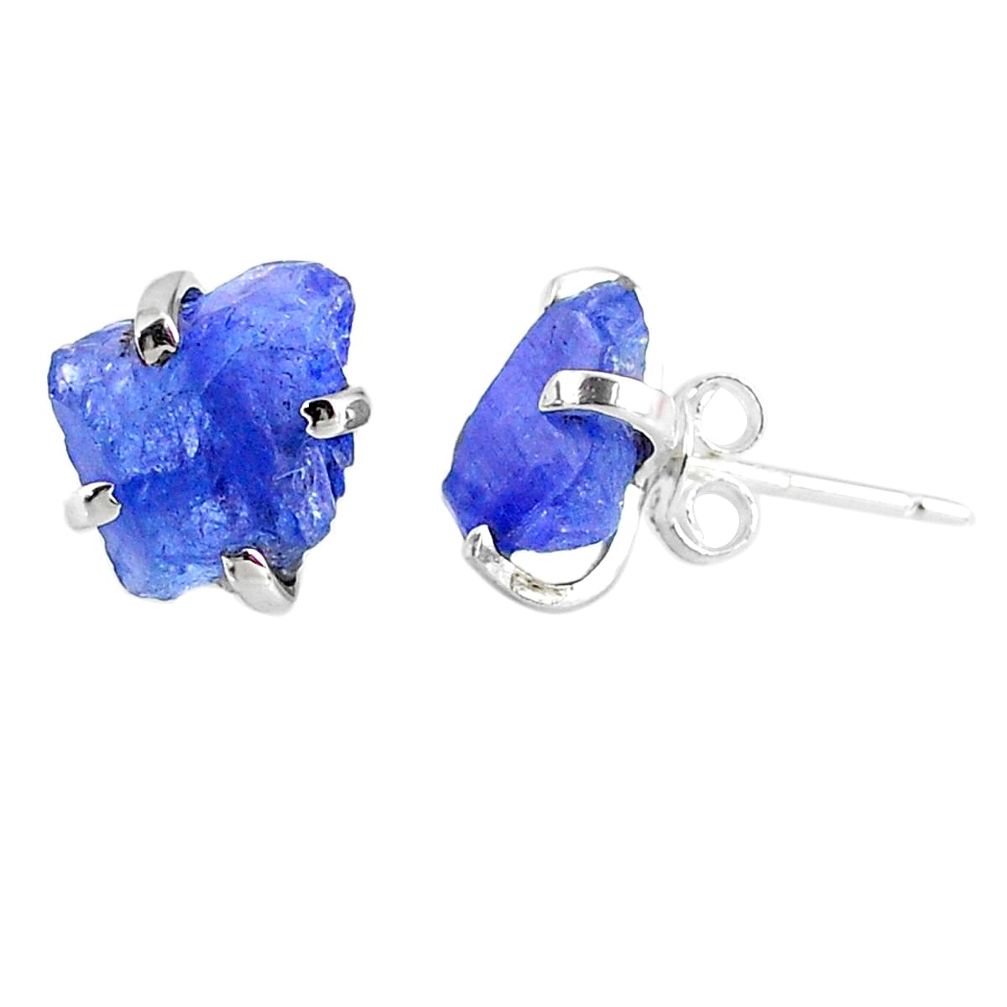 925 sterling silver 7.36cts natural raw tanzanite rough stud earrings r79535