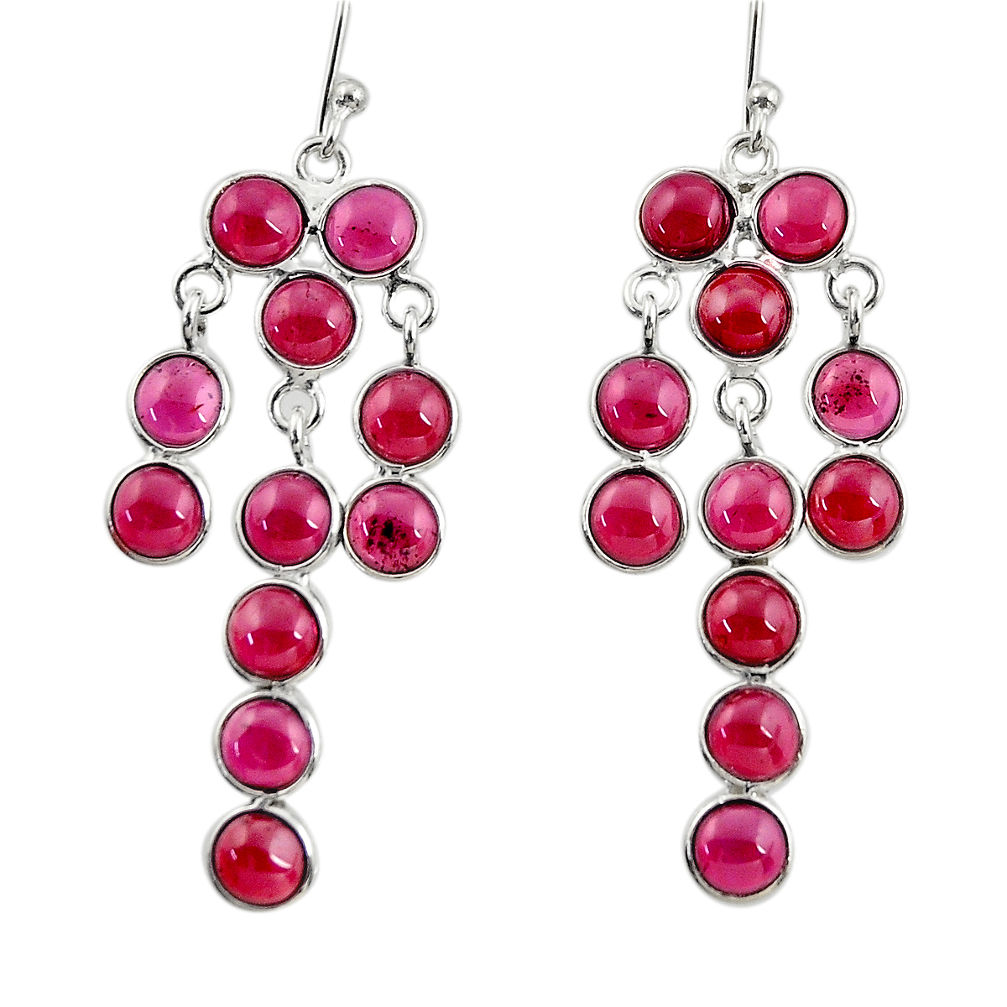 925 sterling silver 18.12cts natural red garnet chandelier earrings r33408