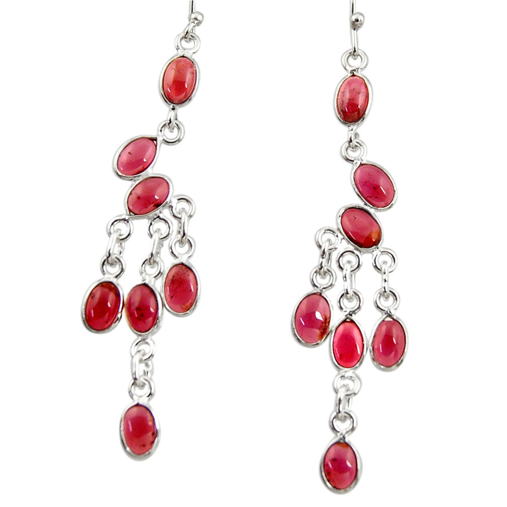 925 sterling silver 11.73cts natural red garnet chandelier earrings r33547