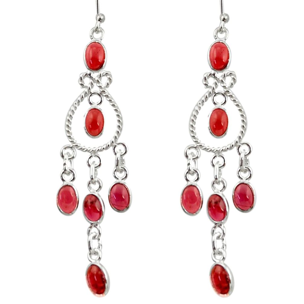 925 sterling silver 11.62cts natural red garnet chandelier earrings r33587