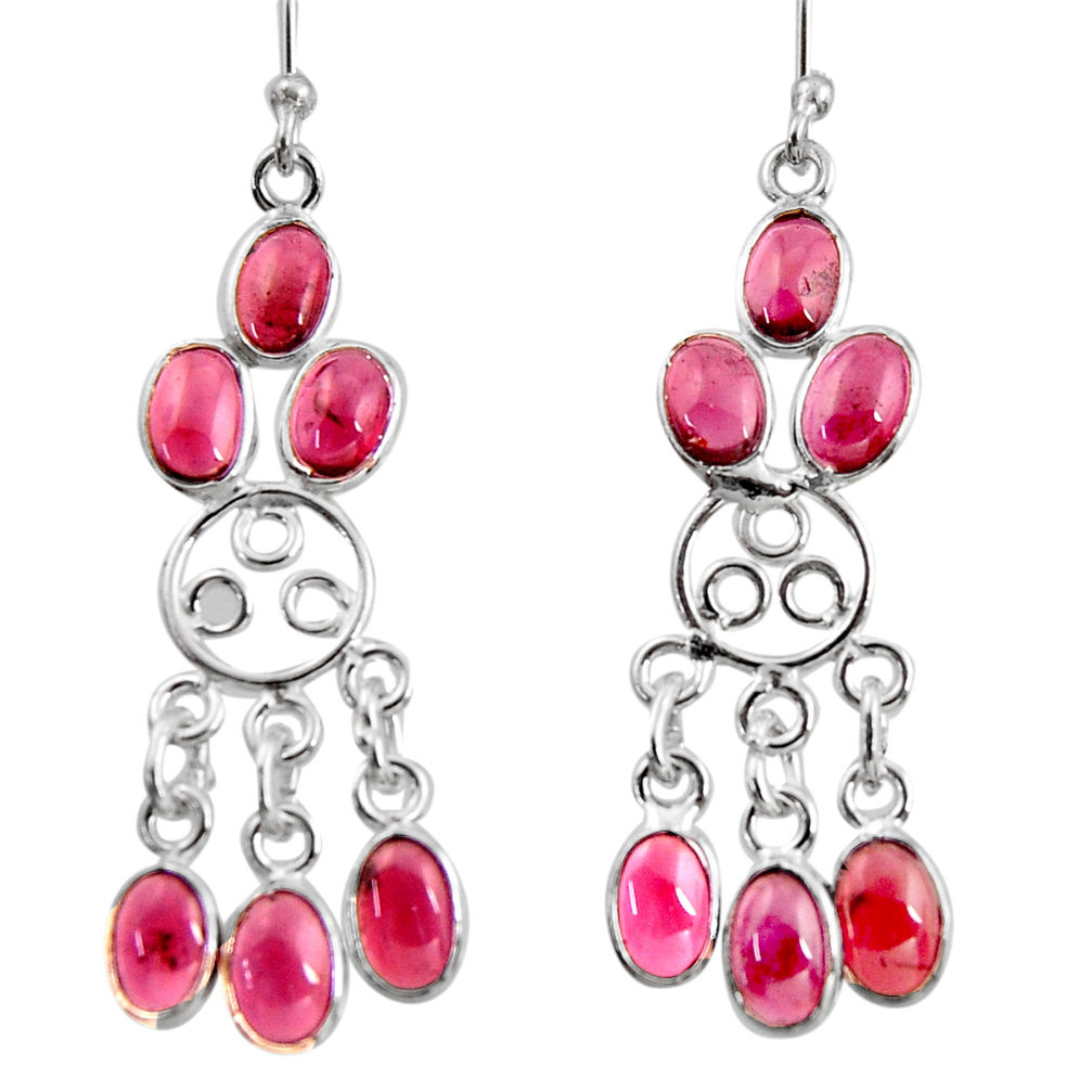925 sterling silver 11.08cts natural red garnet chandelier earrings r37409